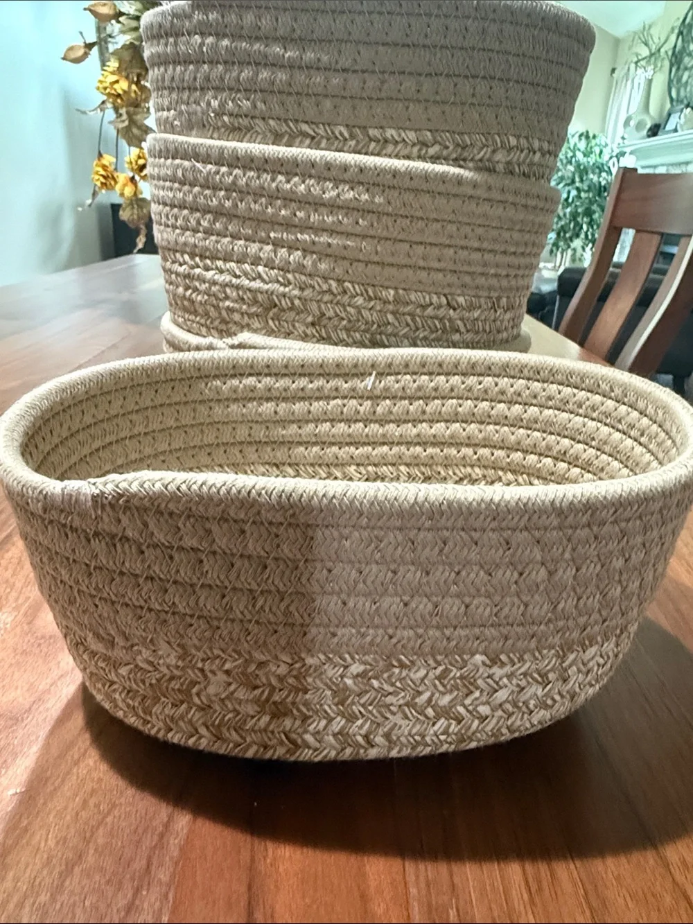 Brightroom Natural Beige Coiled Rope Gift Baskets Set of 4 NWT